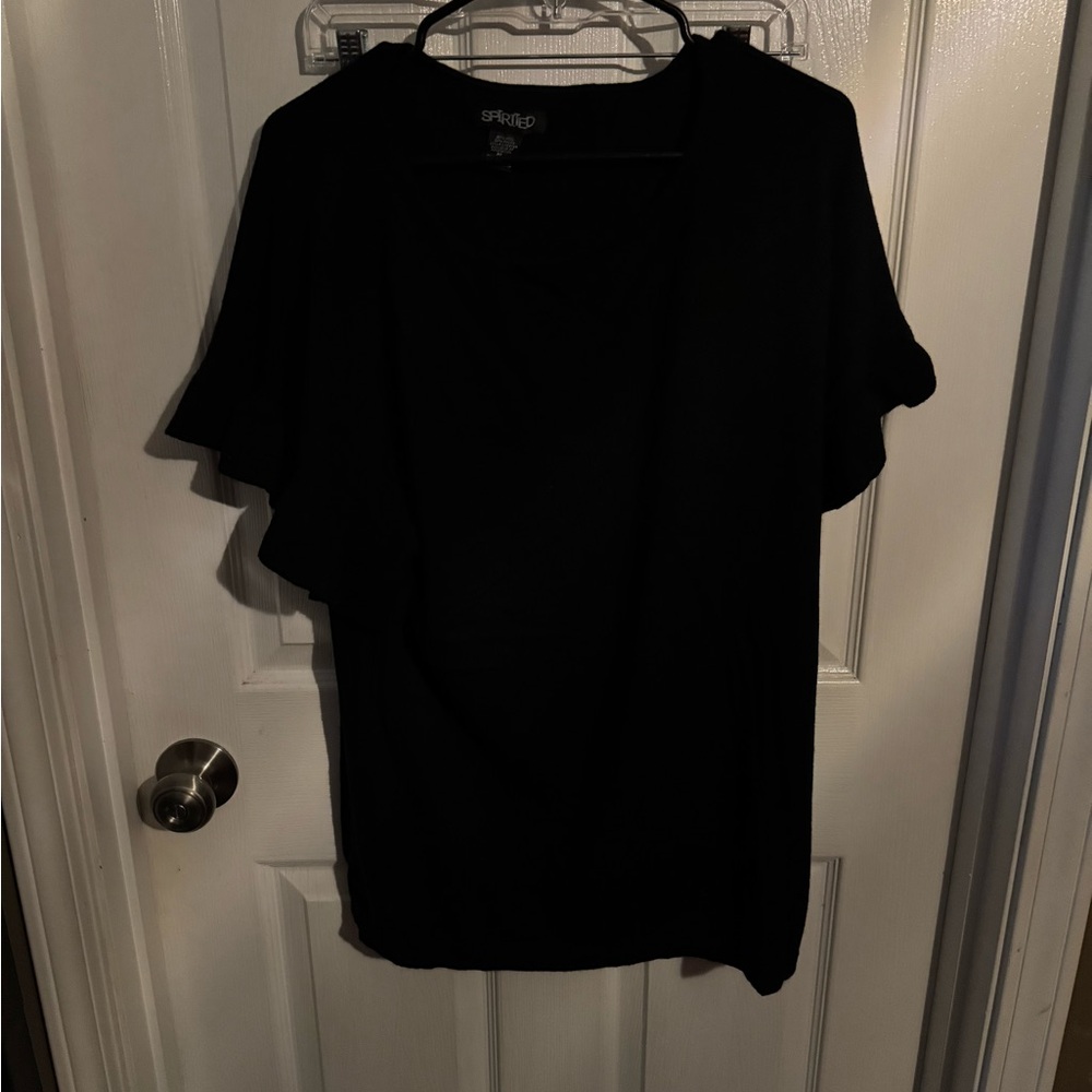 Spirit Black Flutter Sleeve Blouse
